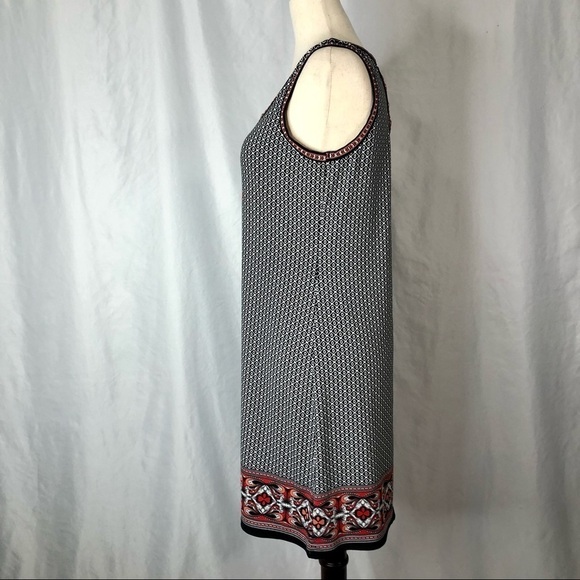 Max Studio sleeveless shift dress keyhole back graphic black white red S - Picture 6 of 10